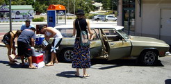 “filling up” the car for Australia Day